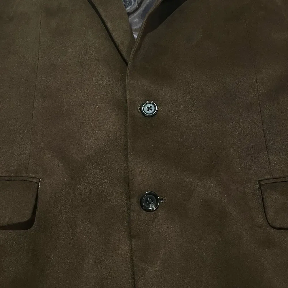 Chaps Brown Micro-Suede Suit Jacket Sports Coat Blazer Men’s 46L